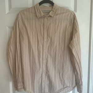 EVERLANE ORGANIC COTTON BUTTON DOWN SHIRT STRIPED BROWN-8